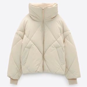 Zara Elastic Trim Padded Jacket Coat size small